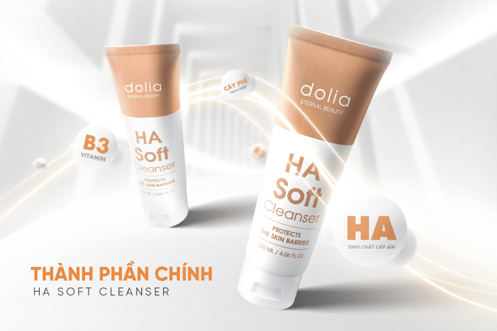 Thành phần sữa rửa mặt dịu nhẹ Dolia HA Soft Cleanser